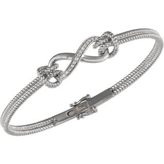 14K White  1/8 CTW Natural Diamond Bangle 7 1/2â Bracelet