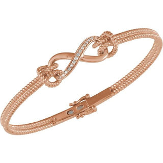 14K Rose  1/8 CTW Natural Diamond Bangle 7 1/2â Bracelet