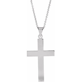 14K White 28 x 18 mm Cross 18" Necklace
