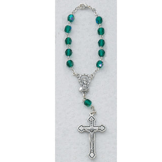 Emerald Auto Rosary with St. Christopher Centerpiece