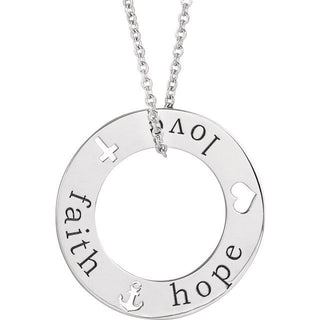14K White Faith, Hope, Love Pierced Loop 16-18" Necklace