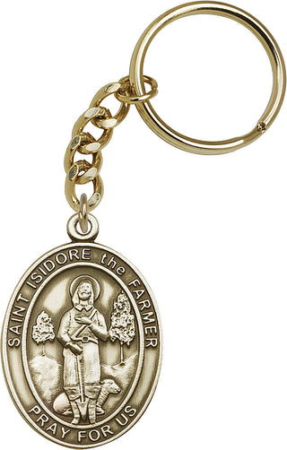 Gold Oxide Saint John Vianney Keychain | Engravable