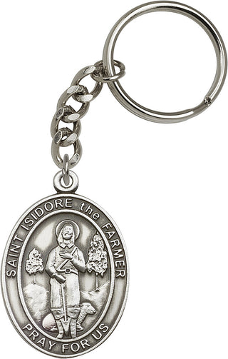 Silver Oxide Saint John Vianney Keychain | Engravable