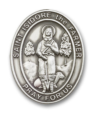 Silver Finish St Isidore the Farmer Visor Clip