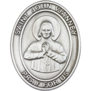 Silver Finish Saint John Vianney Visor Clip