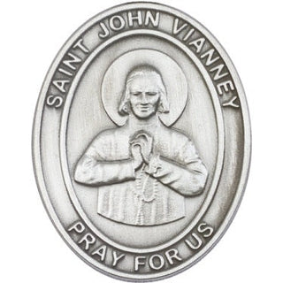 Silver Finish Saint John Vianney Visor Clip