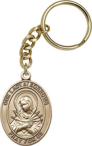 Gold Oxide Our Lady of Sorrows Keychain | Engravable