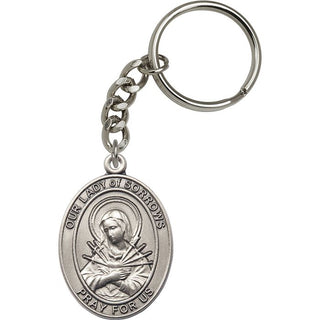 Our Lady of Sorrows Engravable Keychain - Silver Finish