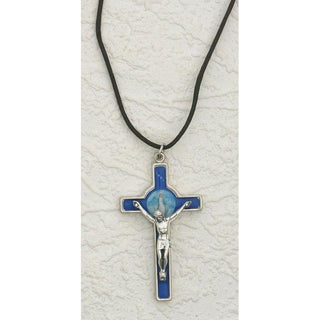 Silver Tone & Enamel Lady of Grace Cross