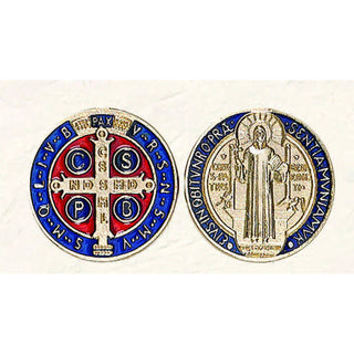 6-pack - St Benedict Token - Gold tone with Dark Blue and Red