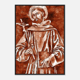 Sepia Franciscan Saint with Crucifix Framed Print - view 14