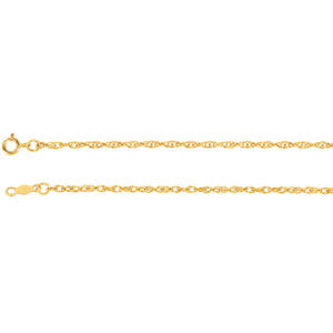 18-inch 1.5MM Rope Chain with Spring Ring - 14K Yellow Gold