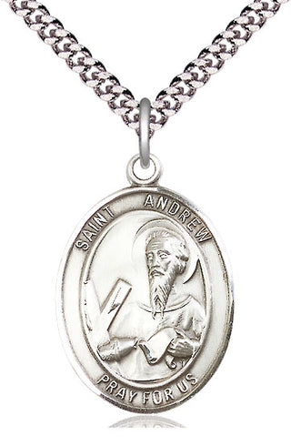 Pewter Saint Andrew the Apostle Medal Catholic Jewelry Engraved Catholic Saint Jewelry