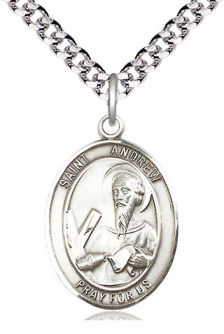 Pewter Saint Andrew the Apostle Medal Catholic Jewelry Engraved Catholic Saint Jewelry