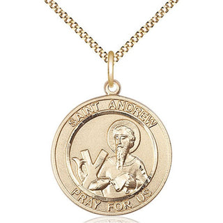 14kt Gold Filled Saint Andrew the Apostle Medal Catholic Jewelry Engraved Catholic Saint Jewelry