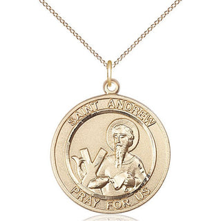 14kt Gold Filled Saint Andrew the Apostle Medal Catholic Jewelry Engraved Catholic Saint Jewelry