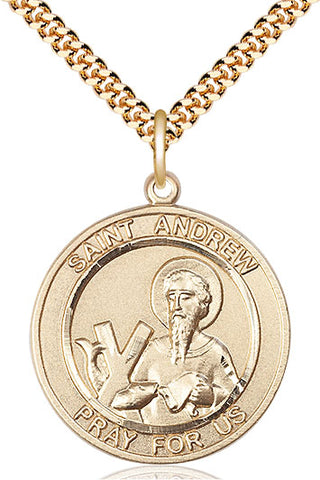 14kt Gold Filled Saint Andrew the Apostle Medal Catholic Jewelry Engraved Catholic Saint Jewelry