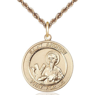 14kt Gold Filled Saint Andrew the Apostle Medal Catholic Jewelry Engraved Catholic Saint Jewelry