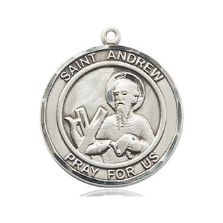 Pewter Saint Andrew the Apostle Medal Engraved Catholic Saint Jewelry