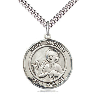 Pewter Saint Andrew the Apostle Medal Catholic Jewelry Engraved Catholic Saint Jewelry