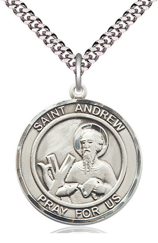 Sterling Silver Saint Andrew the Apostle Medal Catholic Jewelry Engraved Catholic Saint Jewelry