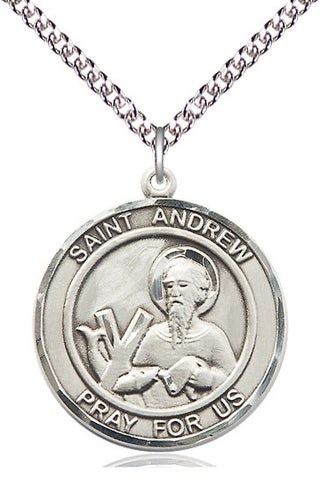 Sterling Silver Saint Andrew the Apostle Medal Catholic Jewelry Engraved Catholic Saint Jewelry