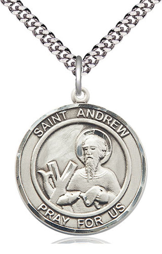 Sterling Silver Saint Andrew the Apostle Medal Catholic Jewelry Engraved Catholic Saint Jewelry