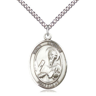 Sterling Silver Saint Andrew the Apostle Medal Catholic Jewelry Engraved Catholic Saint Jewelry