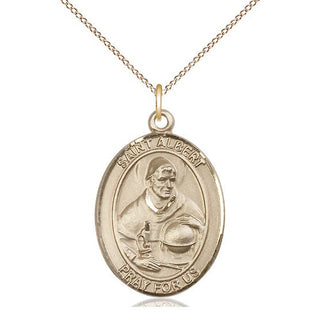 14kt Gold Filled Saint Albert the Great Medal Catholic Jewelry Engraved Catholic Saint Jewelry