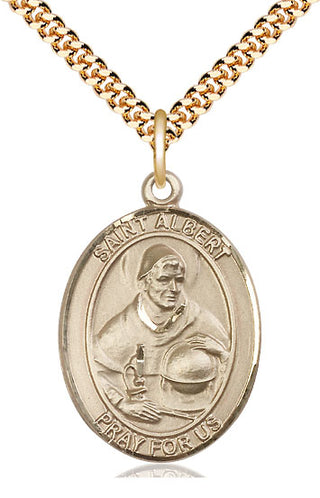 14kt Gold Filled Saint Albert the Great Medal Catholic Jewelry Engraved Catholic Saint Jewelry