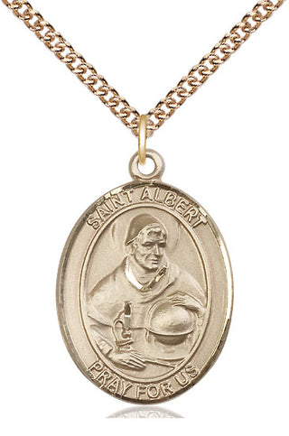 14kt Gold Filled Saint Albert the Great Medal Catholic Jewelry Engraved Catholic Saint Jewelry
