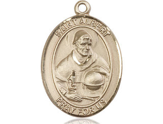 14kt Gold Saint Albert the Great Medal Engraved Catholic Saint Jewelry