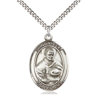 Pewter Saint Albert the Great Medal Catholic Jewelry Engraved Catholic Saint Jewelry