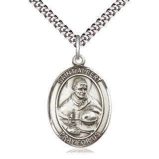 Pewter Saint Albert the Great Medal Catholic Jewelry Engraved Catholic Saint Jewelry