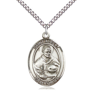 Sterling Silver Saint Albert the Great Medal Catholic Jewelry Engraved Catholic Saint Jewelry