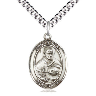 Sterling Silver Saint Albert the Great Medal Catholic Jewelry Engraved Catholic Saint Jewelry