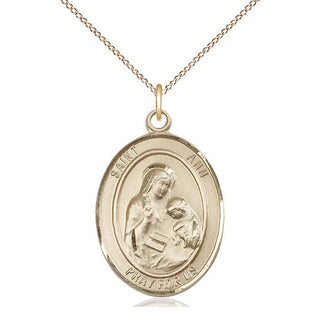 14kt Gold Filled Saint Ann Medal Catholic Jewelry Engraved Catholic Saint Jewelry
