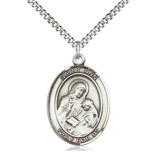 Pewter Saint Ann Medal Catholic Jewelry Engraved Catholic Saint Jewelry