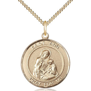 14kt Gold Filled Saint Ann Medal Catholic Jewelry Engraved Catholic Saint Jewelry
