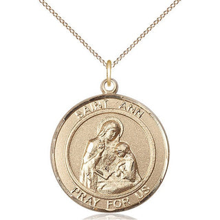 14kt Gold Filled Saint Ann Medal Catholic Jewelry Engraved Catholic Saint Jewelry