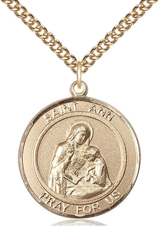 14kt Gold Filled Saint Ann Medal Catholic Jewelry Engraved Catholic Saint Jewelry