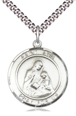 Pewter Saint Ann Medal Catholic Jewelry Engraved Catholic Saint Jewelry