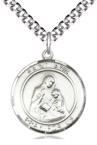 Pewter Saint Ann Medal Catholic Jewelry Engraved Catholic Saint Jewelry