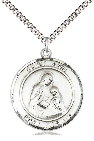 Pewter Saint Ann Medal Catholic Jewelry Engraved Catholic Saint Jewelry