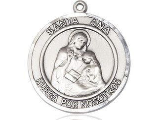 Pewter Santa Ana Medal Engraved Catholic Saint Jewelry