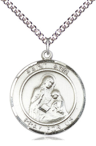 Sterling Silver Saint Ann Medal Catholic Jewelry Engraved Catholic Saint Jewelry