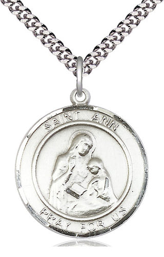 Sterling Silver Saint Ann Medal Catholic Jewelry Engraved Catholic Saint Jewelry