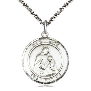 Sterling Silver Saint Ann Medal Catholic Jewelry Engraved Catholic Saint Jewelry