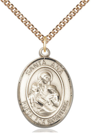 14kt Gold Filled Santa Ana Medal Catholic Jewelry Engraved Catholic Saint Jewelry