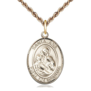 14kt Gold Filled Santa Ana Medal Catholic Jewelry Engraved Catholic Saint Jewelry